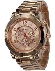 839-rg Rose Gold Chronograph Unisex Boyfriend Style Designer Metal Link Watch