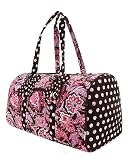 Large Quilted Paisley Duffle Bag - Pink/Brown