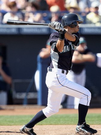 Oakland Athletics v Seattle Mariners, PEORIA, AZ - MARCH 12: Ichiro Suzuki Photographic Poster Print by Christian Petersen, 12x16