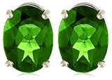 14k Choice of White or Yellow Gold 8x6mm Chrome Diopside Oval Cut Stud Earrings