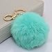 Leegoal Novelty Rabbit Fur Ball Charm Key Chain for Car Key Ring or Bag ,Mint Green