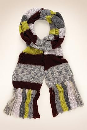 Chunky Cable Knit Striped Scarf
