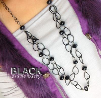 ブラックジュエリー★2連×30Rings　ネックレス