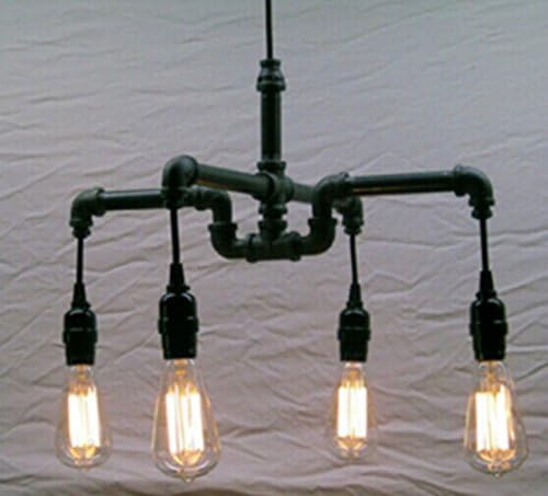 Unitary™ Vintage Metal Water Pipe Chandelier Max 160W With 4 Lights Coppering and Black Finish