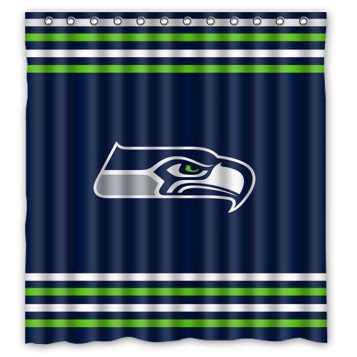 Custom NFL Deep Blue Seattle Seahawks Waterproof Polyester Shower Curtain 66x72