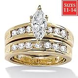 2-Piece DiamonUltra&trade; Cubic Zirconia Wedding Ring 14k Gold-Plated Set, Sizes 11-14