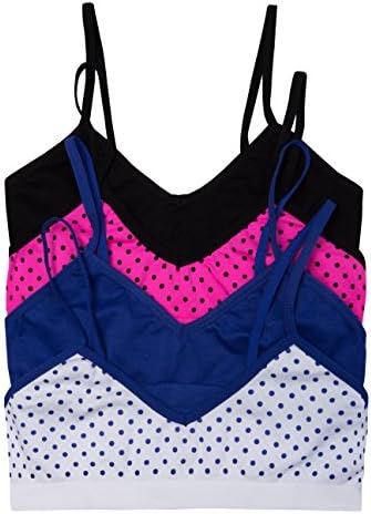Caramel Cantina Big Girls 4 Pack Training Bras (Small, 4PK: Dots)
