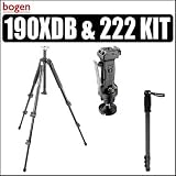 Manfrotto 190XDB 3 Section Aluminum Tripod & Manfrotto 222 (Was 3265) Grip Action Ball Head With Quick Release Plate & Bonus Monopod