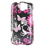 Premium Design Hard Snap-on Case Cover for HTC MyTouch Slide, Pink Butterfly Print