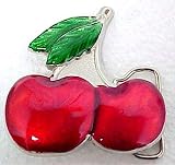 Hot Red Enamel Cherries Belt Buckle Rockabilly Pop