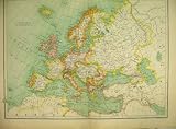 1898 MAP EUROPE BRITISH ISLES FRANCE SPAIN SWEDEN