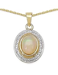 1.26 Genuine Opal 14k Gold Plated Sterling Silver Pendant Necklace 18"