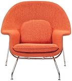 Eero Saarinen Style Womb Chair and Ottoman Set in Orange Tweed Eero Saarinen Style Womb Chair and Ottoman Set in Orange Tweed