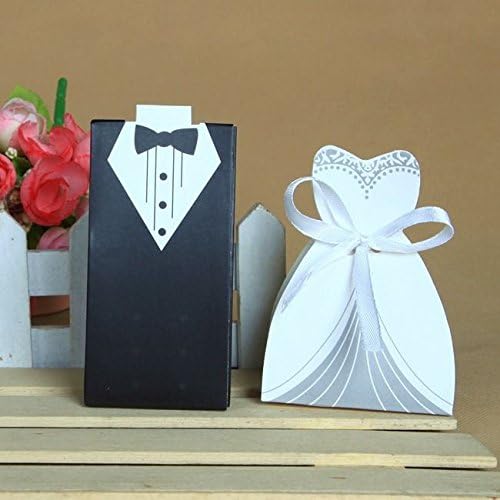 50 100pcs Bride and Groom Dress Tuxedo Party Wedding Favor Candy Boxes Amount:100(50 pairs)