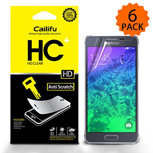 Cailifu [HD Clear] Samsung Galaxy alpha Highest Quality Premium High Definition Ultra Clear Screen protector with Lifetime Replacement Warranty [6-Pack] - Retail Packaging 2014