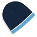 Beechfield two tone beanie hat French Navy-Sky Blue-White