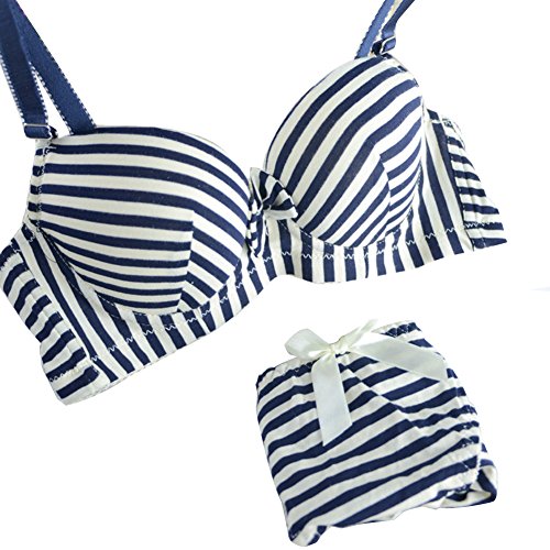 ROPALIA Womens Charm Sexy Padded Striped Underwear Push Up Bra and Panty Set