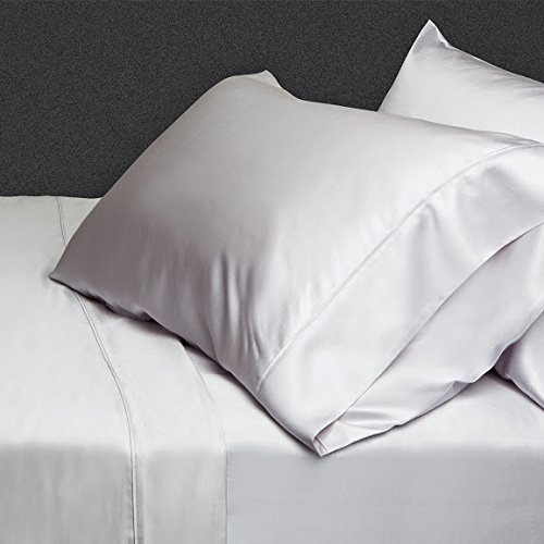 Scala Egyptian Cotton 500-Thread-Count Super Soft Extra Deep Pocket Sheet Set Queen Solid Silver Fit Up to 24