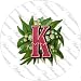2.25 inch Large Round Badge Style Round Fridge Magnet Victorian Letters K