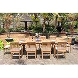 New 9 Pc Luxurious Grade-A Teak Dining Set - 94' Rectangle Table And 8 Stacking Arm Chairs