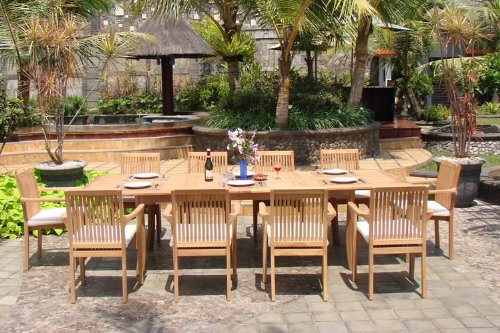 New 11 Pc Luxurious Grade-A Teak Dining Set - Large 117