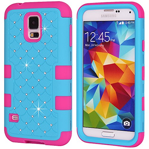 Galaxy S5 Case, KAMII 3 Layers Verge Hybrid Soft Silicone Hard Plastic Triple Quakeproof Drop Resistance Protective Case Cover for Samsung Galaxy S5 (Blue Rose) Galaxy S5 Case, KAMII 3 Layers Verge Hybrid Soft Silicone Hard Plastic Triple Quakeproof Drop Resistance Protective Case Cover for Samsung Galaxy S5 (Blue Rose)