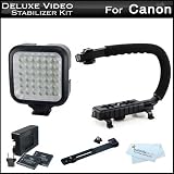 DeluxeLEDVideoLight+VideoStabilizerKitForCanonEOS60DDSLRCameraIncludesDeluxeVideoBracketActionStabilizingHandle+DeluxeLEDVideoLightKitwithSupportBracket+2Li-IonBatteriesandCharger(ForTheLight)+More