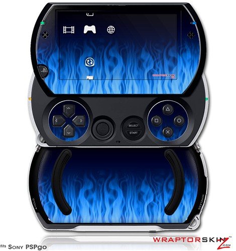 PSPgo Skin and Screen Protector Kit - Fire Flames Blue fits Sony PSP go