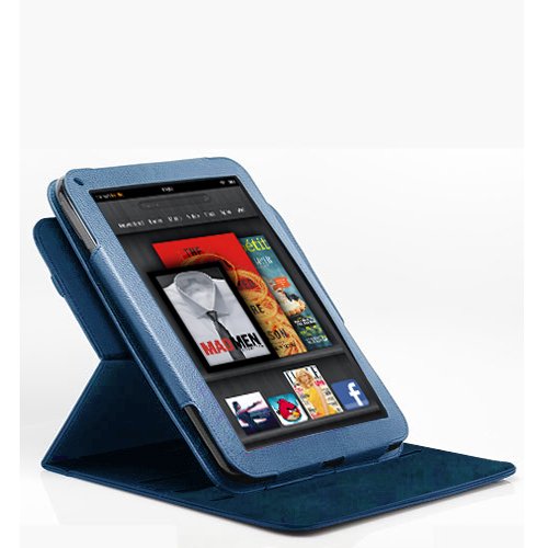 Poetic (TM) 360 degree Rotary leather case for Amazon Kindle Fire (Landscape / Portrait View) Dark Blue