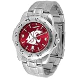 Washington State Cougars NCAA AnoChrome "Sport" Mens Watch (Metal Band)