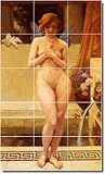 IMAGE OF Guillaume Seignac Nudes Floor Tile Mural 18. 17x21.25 inches using (20) 4.25x4.25 ceramic tiles.