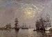 c-Paintings,Pro Hand Painted Oil Paintings-Le Havre European Basin Sailing Ships At Anchor Sunset