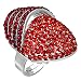 The Stainless Steel Jewellery Shop - Modern Fashion Multi Gem Oval Medallion Ring with Red Cubic Zir