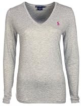 Ralph Lauren Womens V-Neck Longsleeve Light Grey