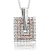 18k Two Tone Gold White and Pink Diamond Square Pendant Necklace 0.68 carat