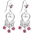 Pink Crystal Bleeding Hearts Chandelier Earrings