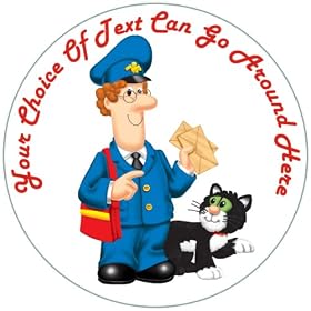 Postman Pat [P796] 7.5" Circular Edible Cake Topper made with real icing and printed with your custom greeting [Please use the SEND AS A GIFT facility on the checkout page to tell us the text of your greeting.] and with FREE UK shipping