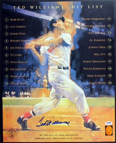 Ted Williams Signed Autographed Boston Red Sox 16x20 Photo