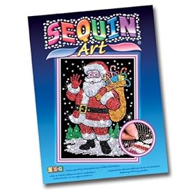 SEQUIN ART 275mm x 370mm Ksg Arts and Crafts 1101 Santa Claus Picture Kit Containing Polystyrene Framed Flocked Picture to Decorate with Sequins (Black)