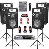 Crown XLS2500 Amp, 4 Three Way 10 Speakers, Mixer, Mic, Stands and Cables DJ Set New CROWNE1025SET10