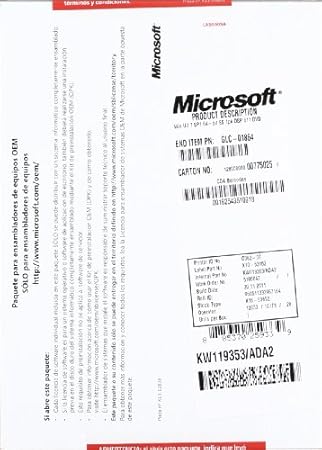 Microsoft OEM Windows 7 Ultimate Sp1 64-bit PK1 - Español