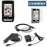 Durable Silicone Skin Black Case + Rapid Car Charger + Home Travel Charger + USB Data Cable + Lcd Screen Protector for Lg Vx9700 Dare Verizon Cell Phone