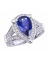 18K White Gold Sapphire and Diamond Ring -- LIFETIME WARRANTY