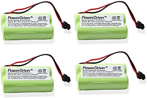 PowerDriver 4 Pcs 2.4V Ni-MH Cordless home Phone Rechargeable Battery for Uniden BT1007 BT-1007 BT904 BT-904 BT1015 BBTY0460001 BBTY0510001 BBTY0624001 BBTY0700001 CEZAi2998 DCX150 DECT1500 Panasonic HHR-P506 HHR-P506A