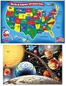 Melissa & Doug Floor Puzzle 2-Item Bundle: Solar System & USA Map