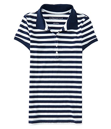 Aeropostale Women's Thin Stripe Jersey Polo Shirt