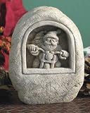 Cast Stone NAUGHTY & NICE Santa Claus MOTORCYCLE Wall Plaque GARDEN Home SCULPTURE
