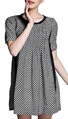 Shift Summer Organza/Polyester Polka Dot Print Scoop Neck Above the Knee Short  Dress