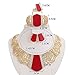Moochi 18K Gold Plated Red Acrylic Necklace Earrings Ring Bracelet Jewelry Set
