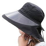 Outdoor Cycling Sun Hat Adjustable Wide Brim UV Protection Caps With Lens ,Black